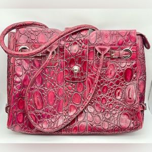 Large Charlie Lapson Leather Shoulder Bag Purse Burgundy size 16”x11” Laptop